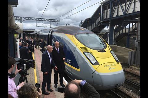 Eurostar Siemens Velaro e320 trainsets began calling at Ashford International station on April 3.
